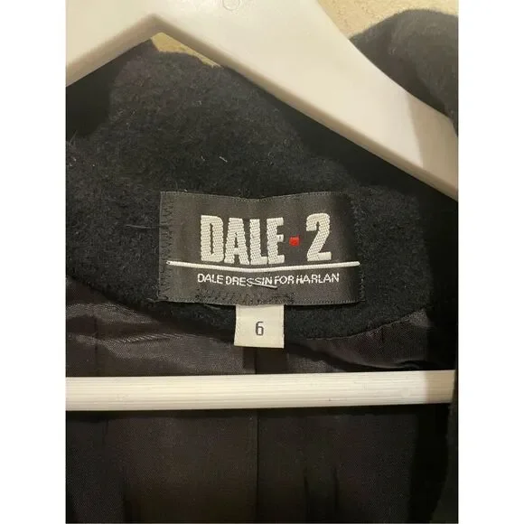 Vintage Dale 2 dress in for Harlan winter black over coat double breasted size 6 - Picture 6 of 9
